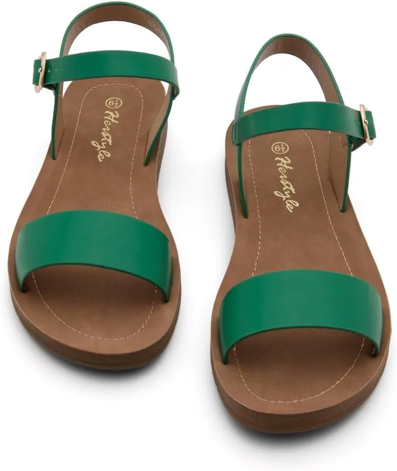 Herstyle Monday Womens Open Toes One Band Ankle Strap Flat Sandals