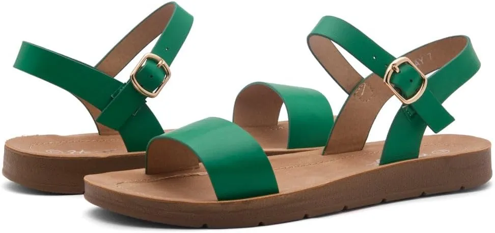 Herstyle Monday Womens Open Toes One Band Ankle Strap Flat Sandals