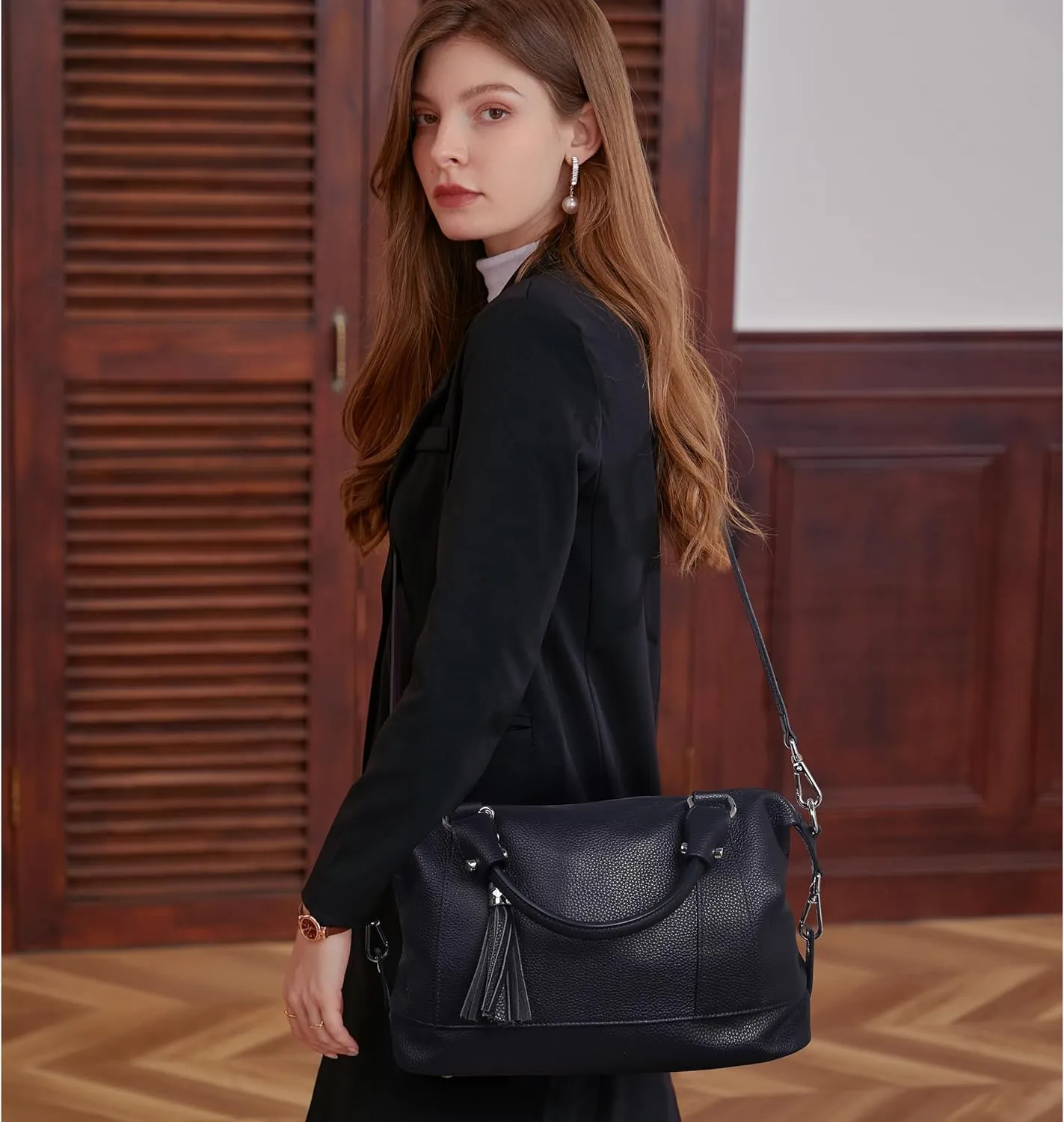 HESHE Womens Genuine Leather Handbags Purse Crossbody Satchel Tote Bags Ladies Real Leather Bags