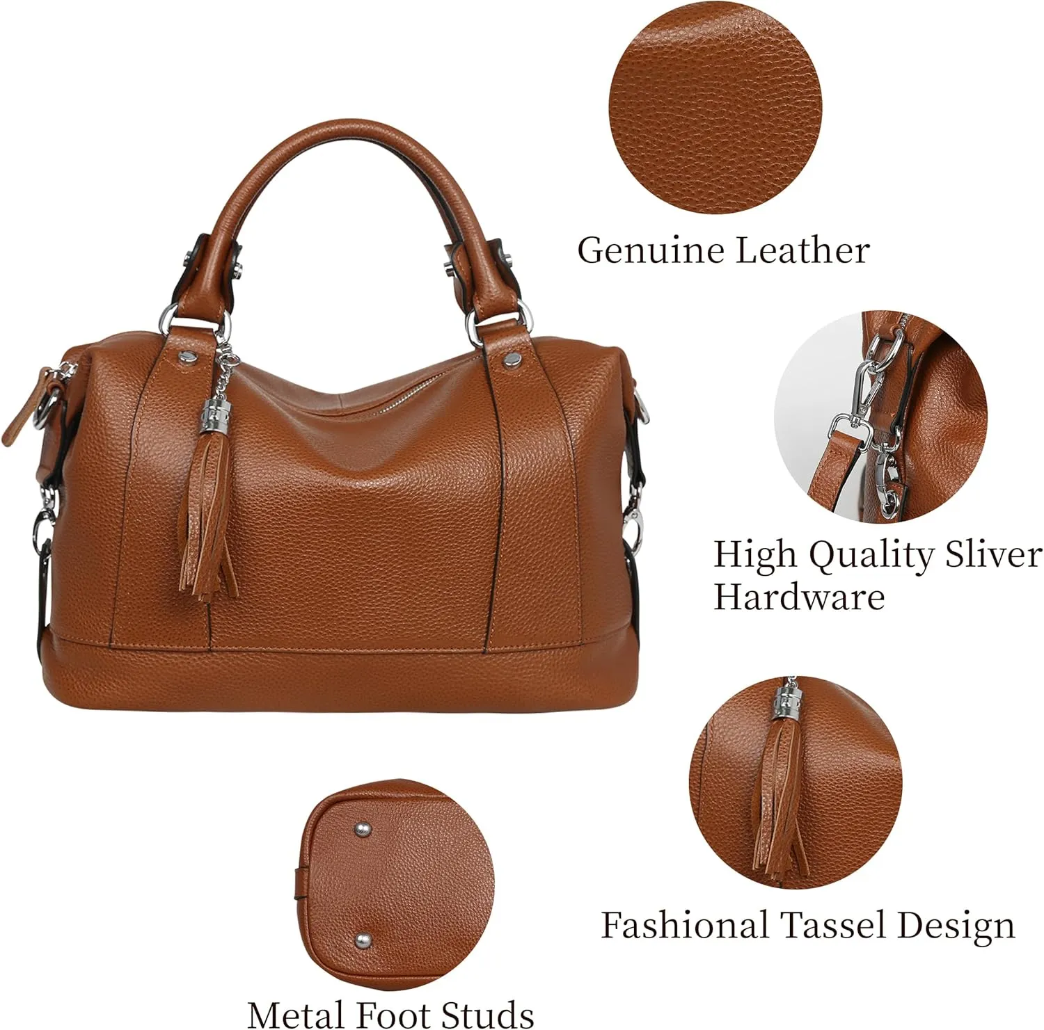 HESHE Womens Genuine Leather Handbags Purse Crossbody Satchel Tote Bags Ladies Real Leather Bags