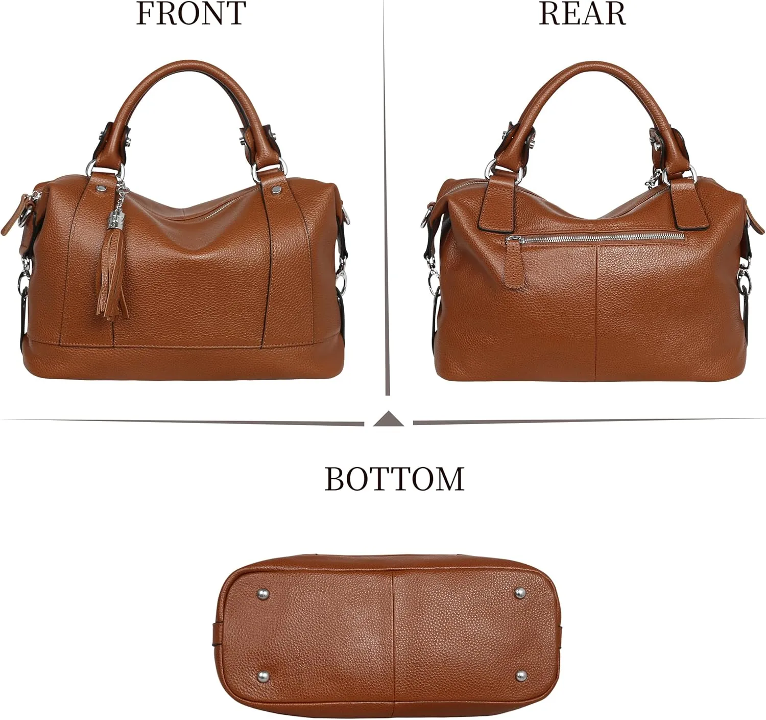 HESHE Womens Genuine Leather Handbags Purse Crossbody Satchel Tote Bags Ladies Real Leather Bags