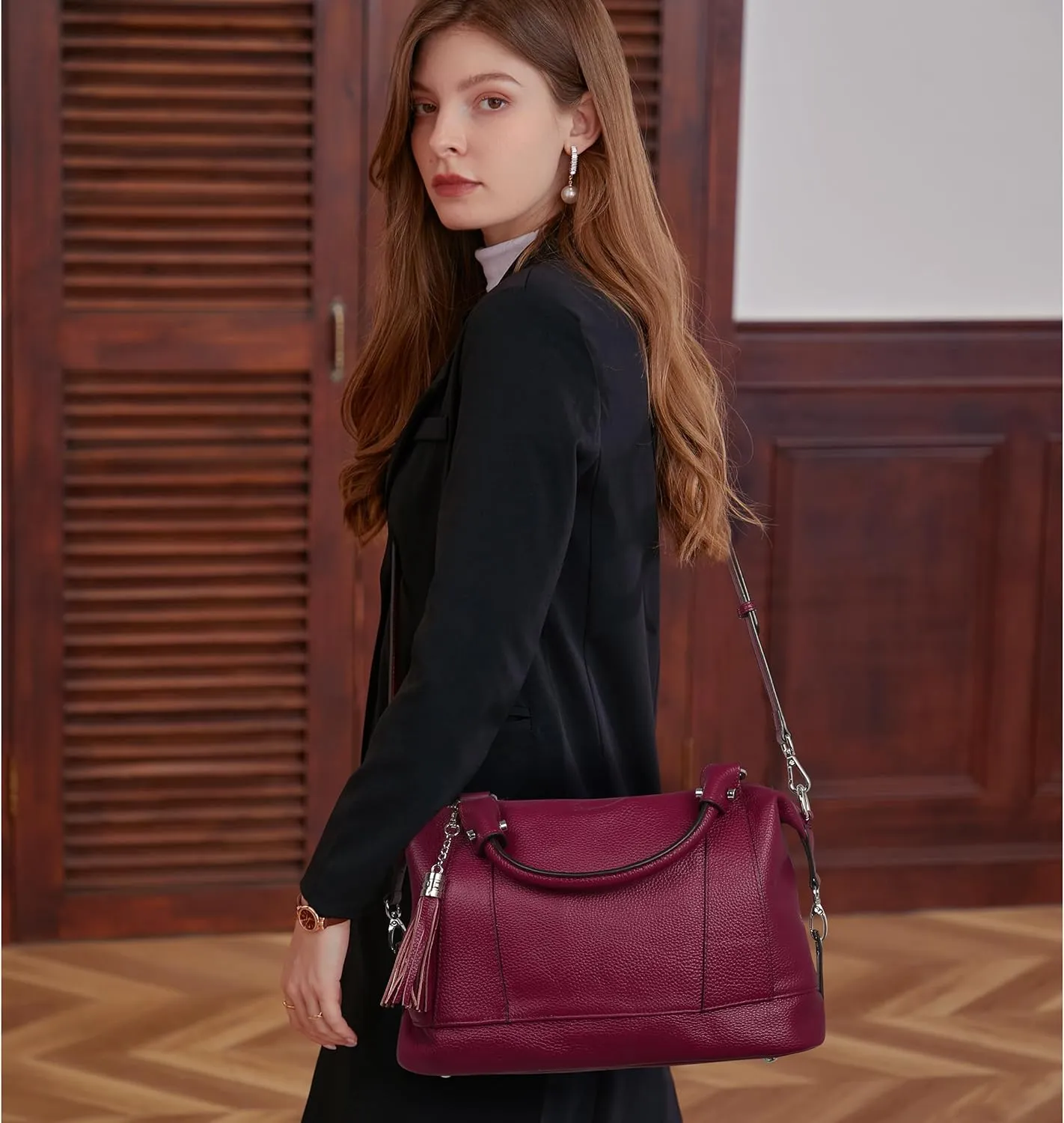 HESHE Womens Genuine Leather Handbags Purse Crossbody Satchel Tote Bags Ladies Real Leather Bags