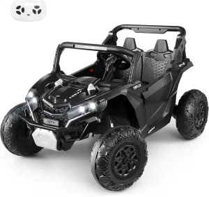 Hikole 24V Ride on Toy Car for Big Kids 4-8, XL Kids UTV 2 Seater with Remote Control, 20" Spacious Seat, 4WD/2WD, MP3 & USB, 3 Speed, Storage, Electric Powerful Cars for Boys Girls, Black