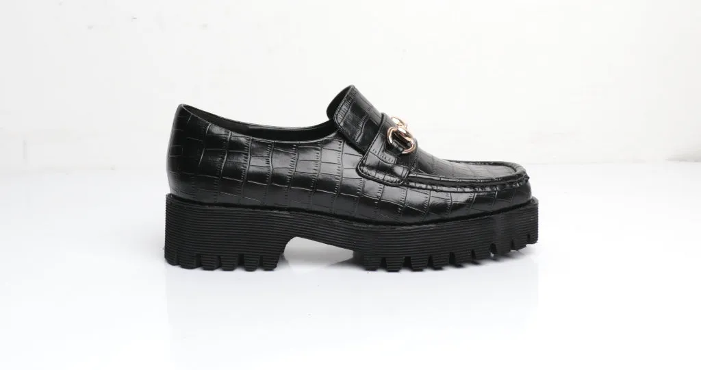 HK-2 Loafer in Black Croc from Intentionally Blank