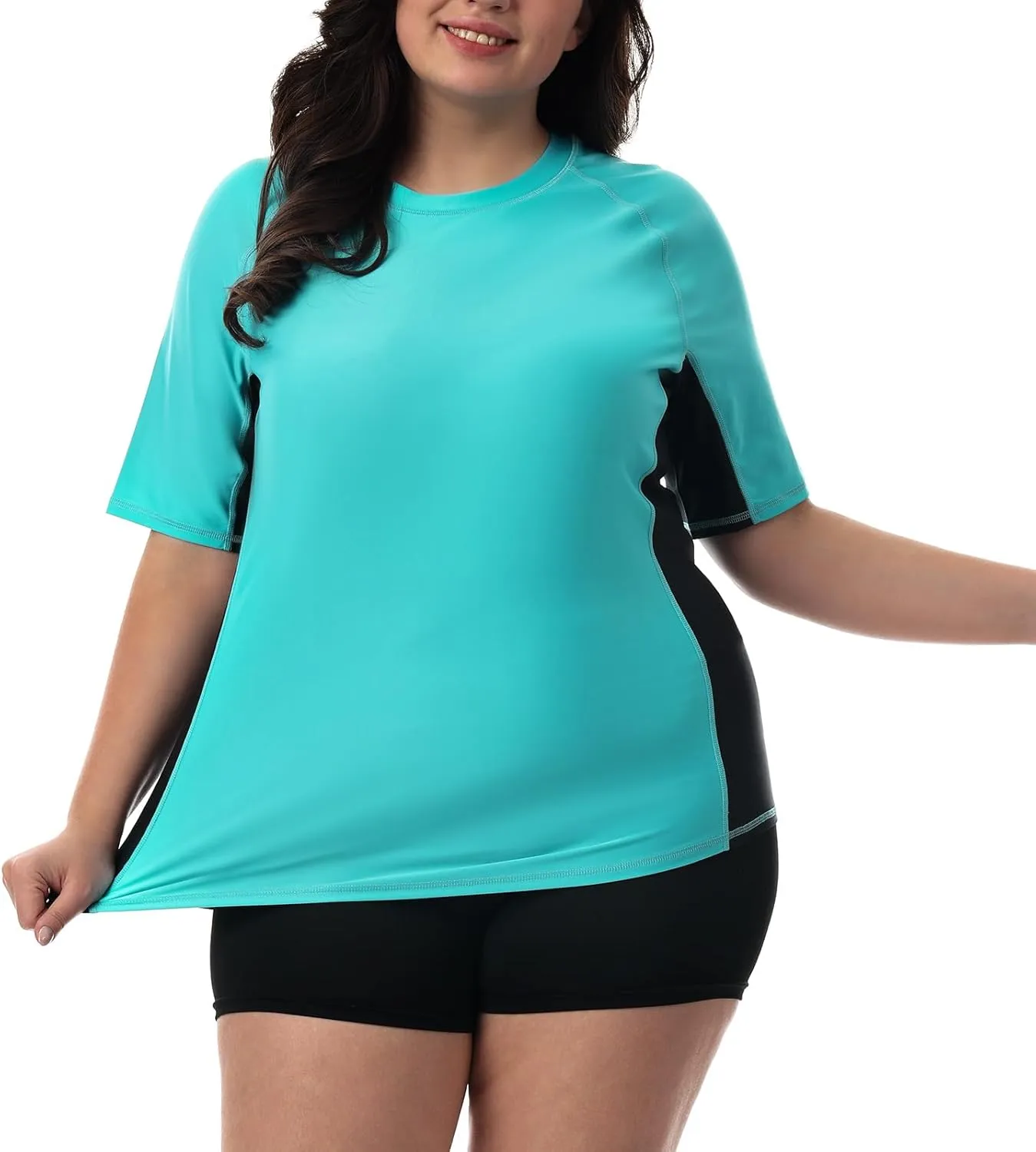 HODOSPORTS Women's Plus Size Rash Guard UPF 50  Swim Shirt Sun Protection Swimsuit Top Short Sleeve 1X-6X