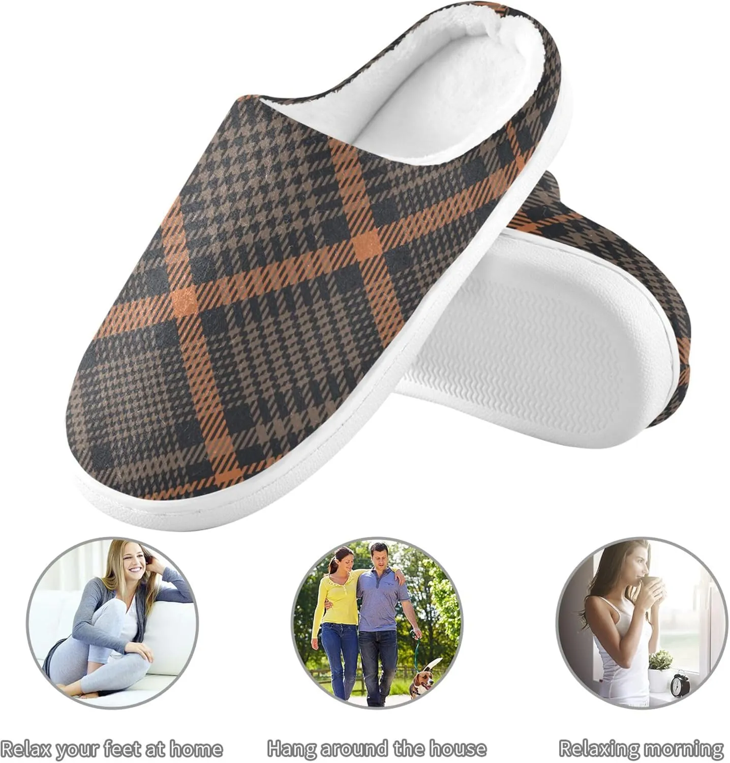 Home Memory Foam Shoes for Men Woman Plush Lining Anti-Slip Rubber Sole Sandal Slippers Bedroom Home Office Travel