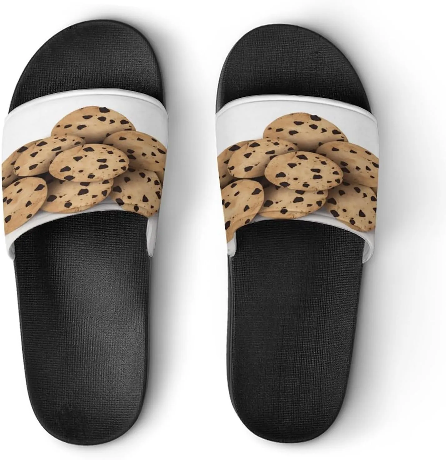 Home Slides Shower Sandals,Chocolate Chip Biscuits Print Open Toe Slippers,Summer Beach Slides,Non-Slip Shower Shoes for Indoor And Outdoor