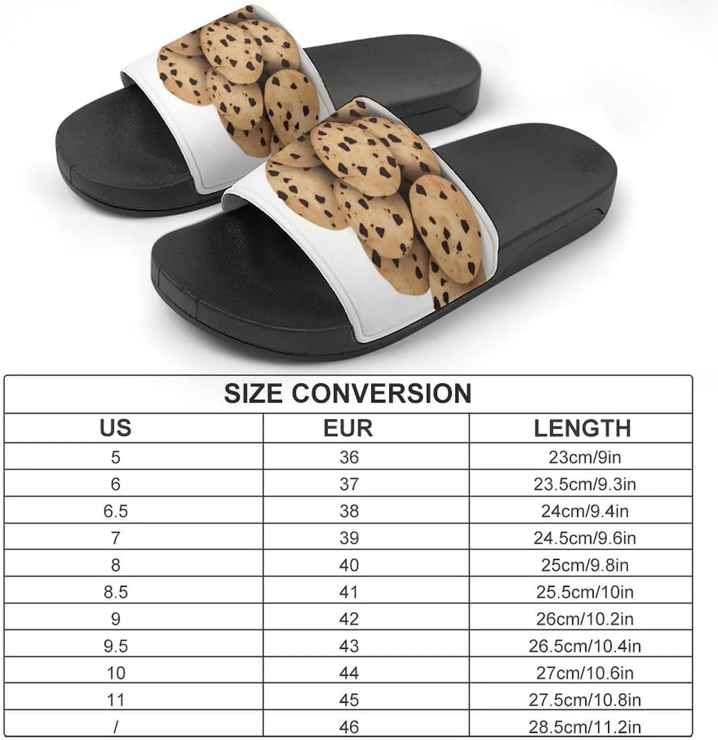 Home Slides Shower Sandals,Chocolate Chip Biscuits Print Open Toe Slippers,Summer Beach Slides,Non-Slip Shower Shoes for Indoor And Outdoor