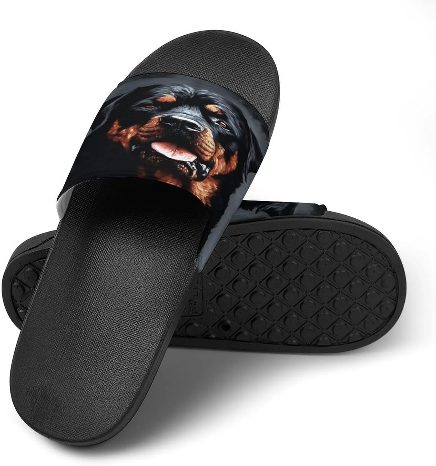 Home Slides Shower Sandals,Cool Rottweiler Dog Art Print Open Toe Slippers,Summer Beach Slides,Non-Slip Shower Shoes for Indoor And Outdoor