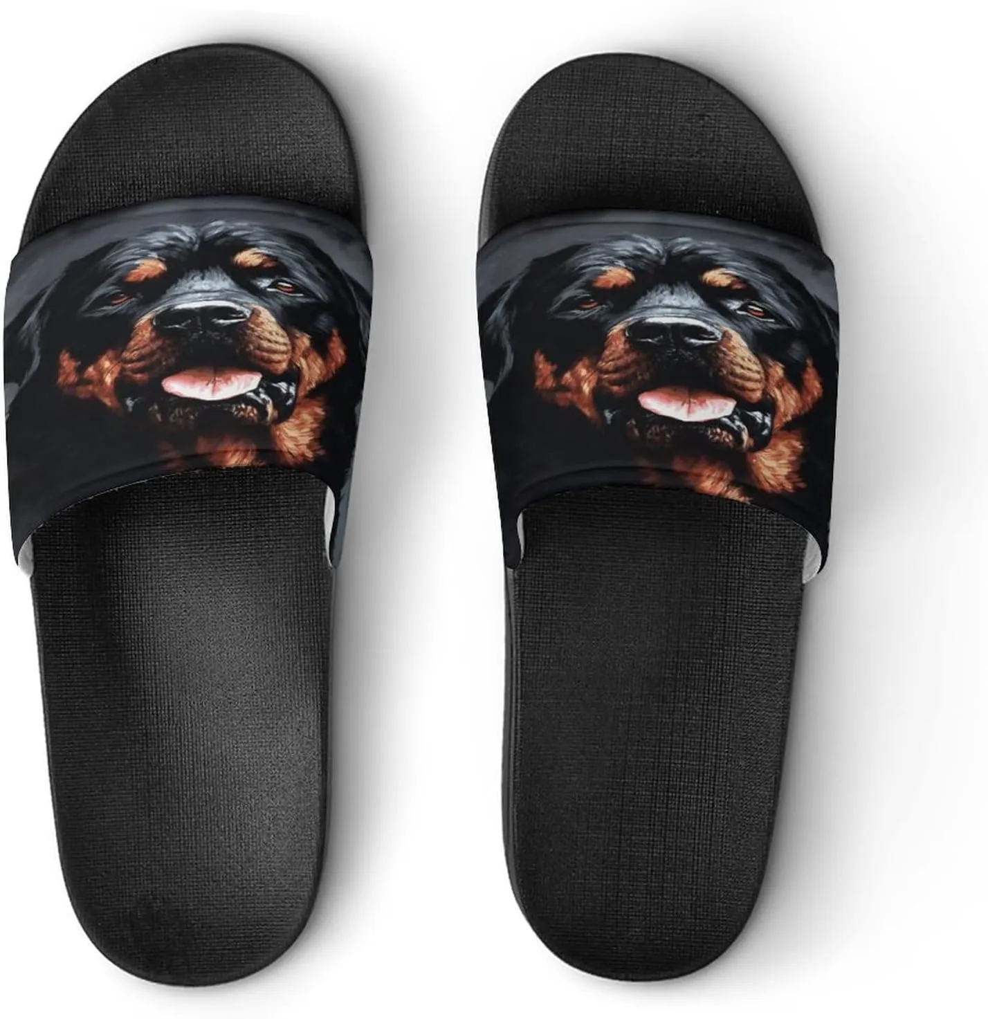Home Slides Shower Sandals,Cool Rottweiler Dog Art Print Open Toe Slippers,Summer Beach Slides,Non-Slip Shower Shoes for Indoor And Outdoor