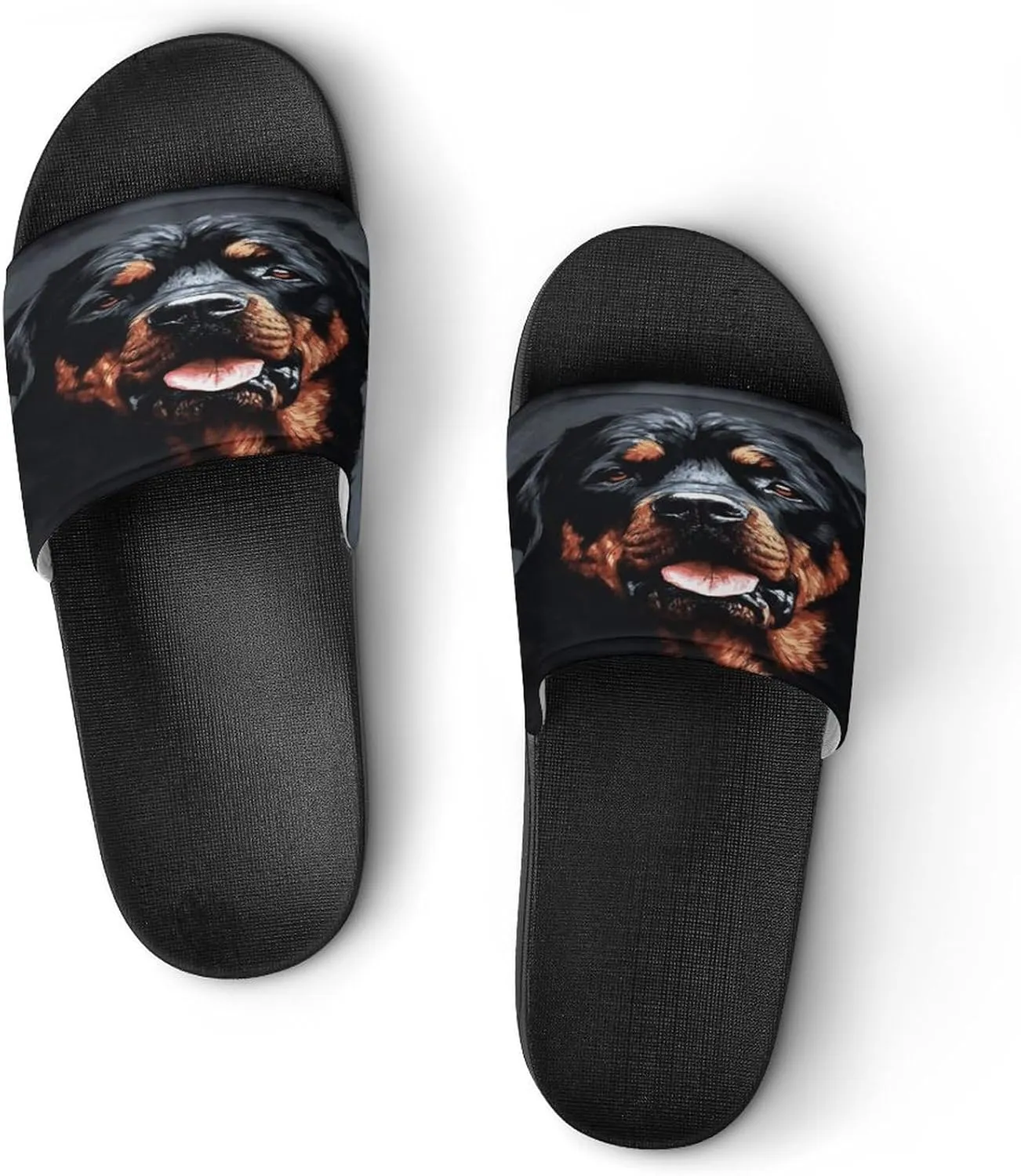 Home Slides Shower Sandals,Cool Rottweiler Dog Art Print Open Toe Slippers,Summer Beach Slides,Non-Slip Shower Shoes for Indoor And Outdoor