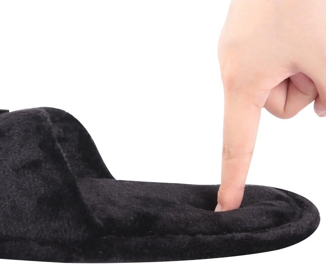 Home Slipper Open Toe Slippers Womens Soft Fuzzy Flannel Memory Foam Non-Slip Indoor Slippers
