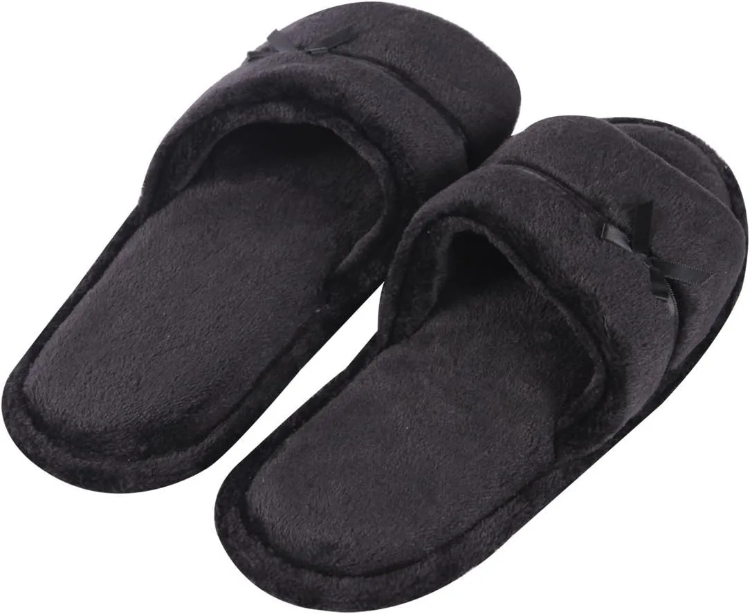 Home Slipper Open Toe Slippers Womens Soft Fuzzy Flannel Memory Foam Non-Slip Indoor Slippers