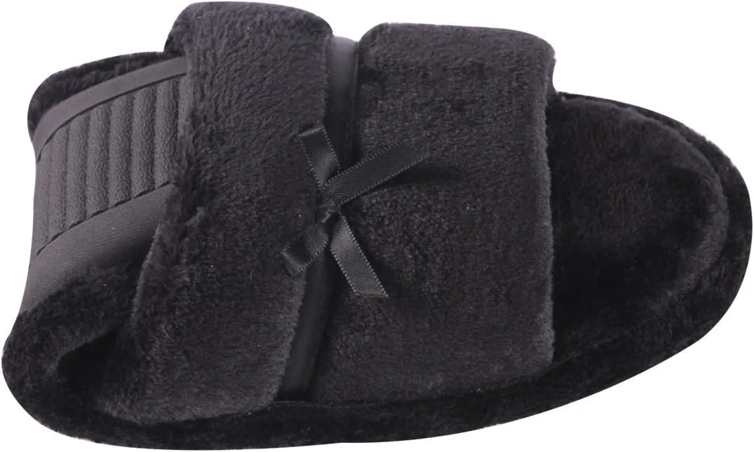 Home Slipper Open Toe Slippers Womens Soft Fuzzy Flannel Memory Foam Non-Slip Indoor Slippers