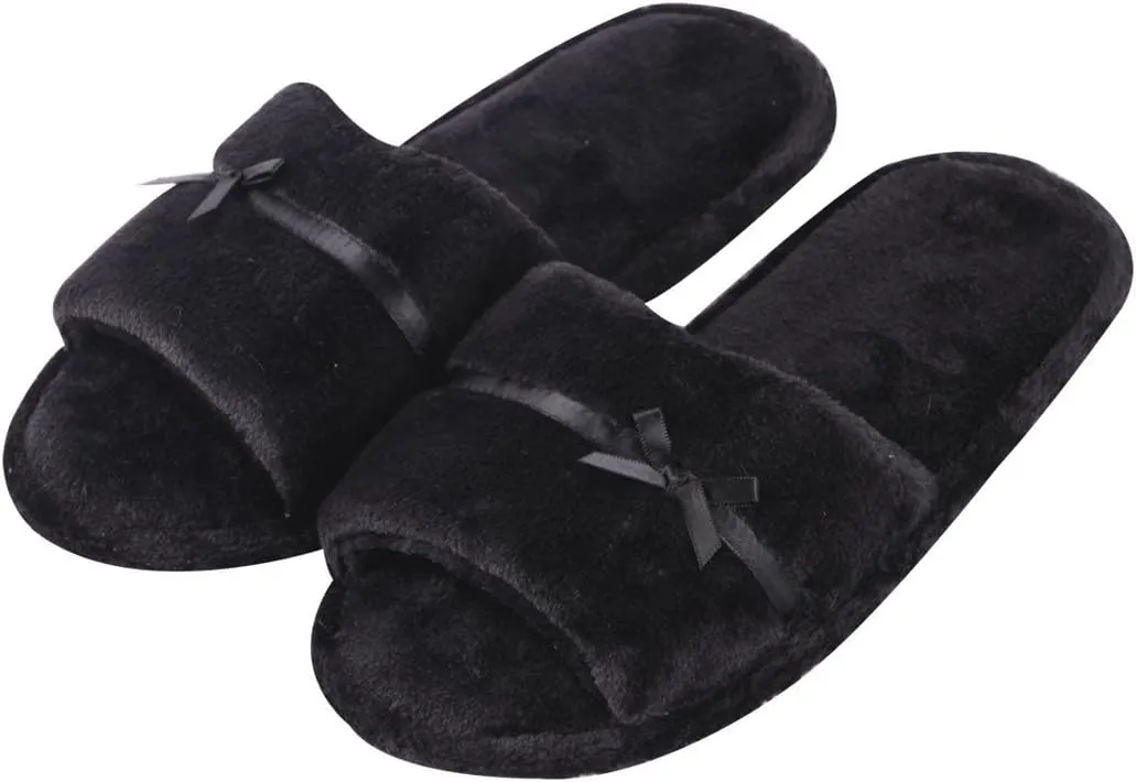Home Slipper Open Toe Slippers Womens Soft Fuzzy Flannel Memory Foam Non-Slip Indoor Slippers