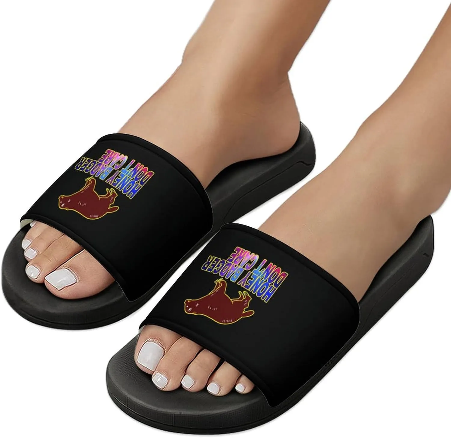 Honey-Badger Don T Care House Slippers for Women Men Shower Slides Bathroom Sandals
