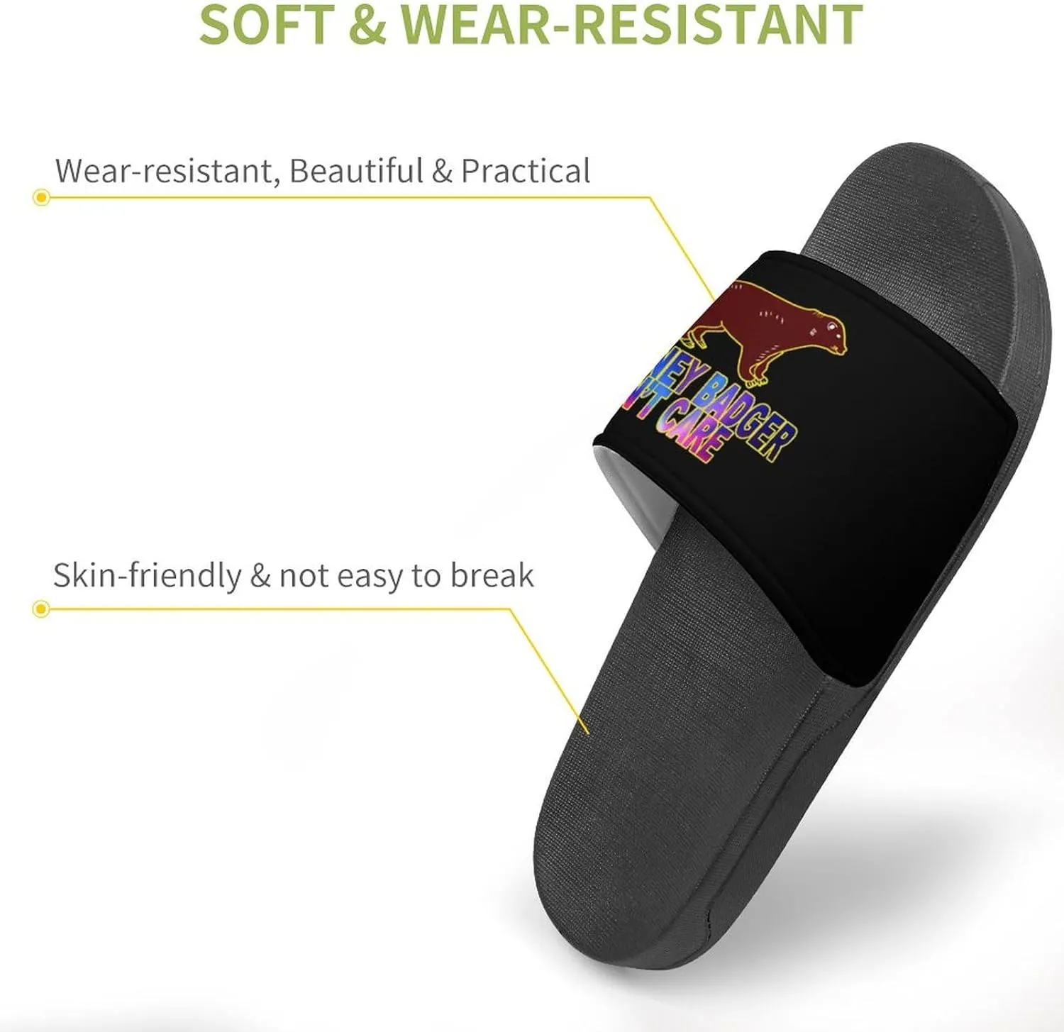 Honey-Badger Don T Care House Slippers for Women Men Shower Slides Bathroom Sandals