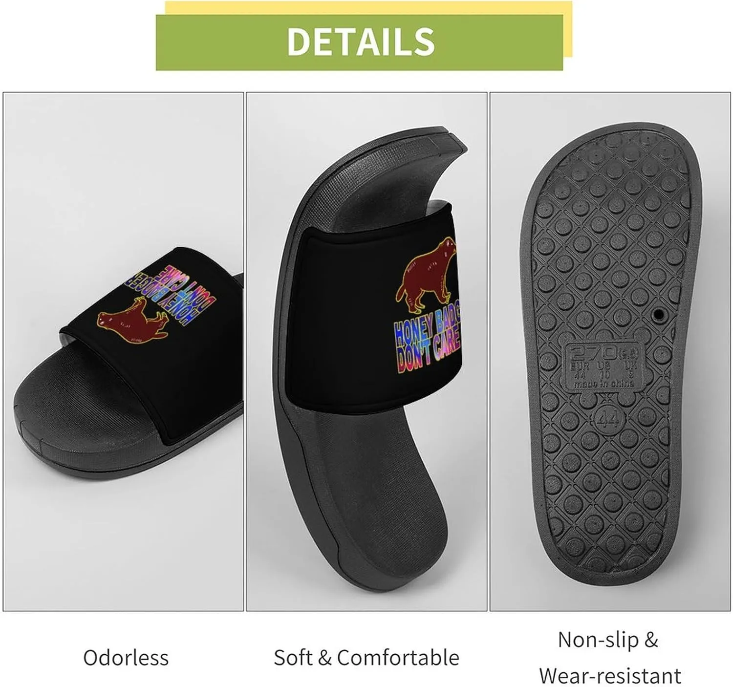 Honey-Badger Don T Care House Slippers for Women Men Shower Slides Bathroom Sandals