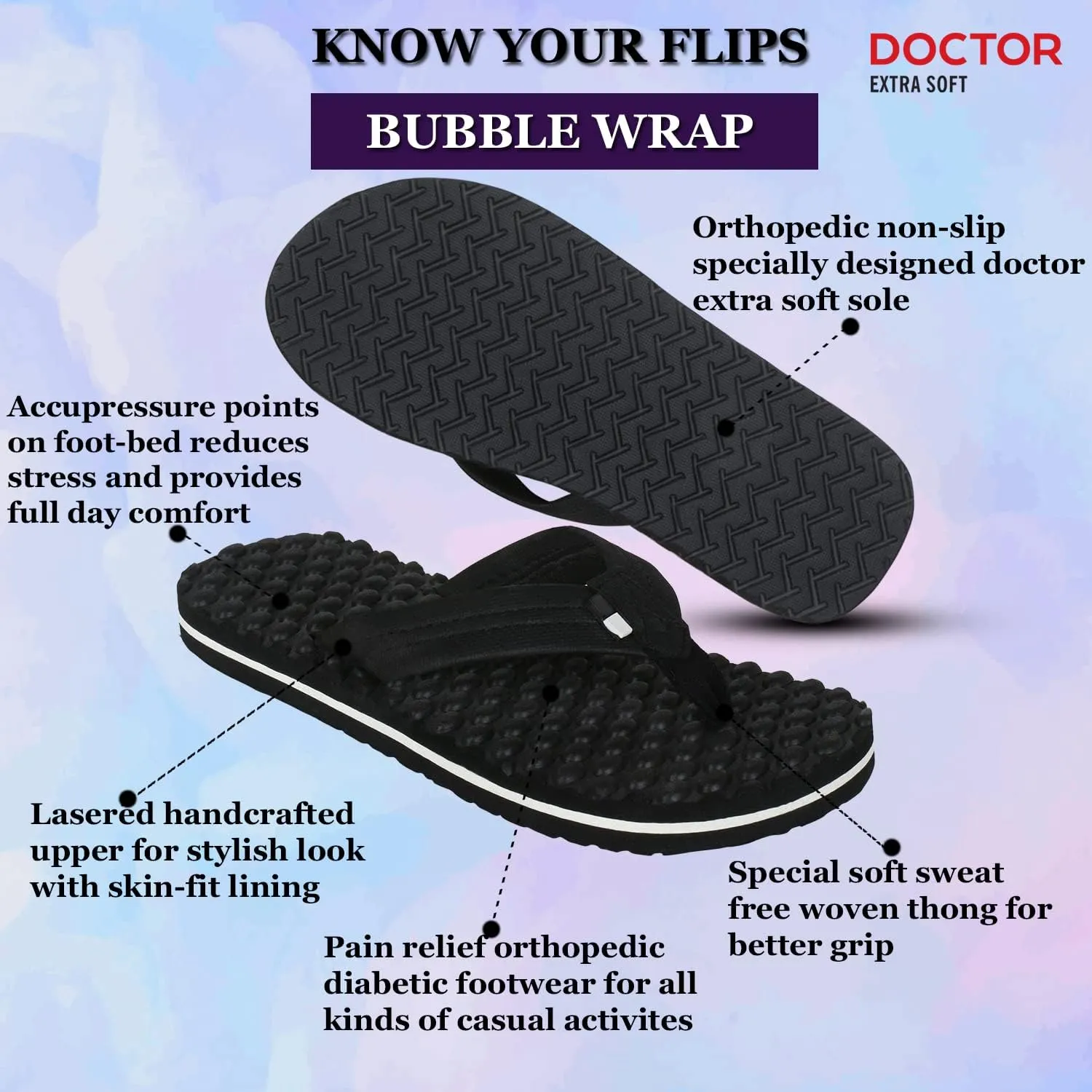 House Slipper for Men's Care |Orthopaedic | Diabetic | Comfortable | Cushion | Flip-Flop Men's and Boy's Home Slides for Daily Use Bubble Softy
