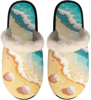 House Slipper Indoor Outdoor Slipper for Women with Furry Fluffy Collar Bedroom Slipper Warm Soft Winter Non-Slip Slipper for Ladies XS-XL