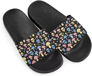 Howilath Cute Animal Women's Classic Open Toe Single Band Slip-On Flat Slide Sandal, Mandala Galaxy Butterflies Colorful Design Women Shower Slippers