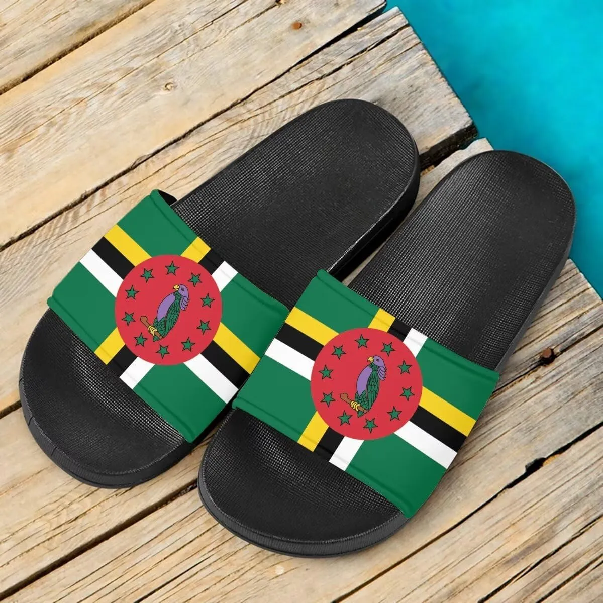 Howilath North American Countries Flag Sandals for Women Comfort Non Slip House Shower Shoes Summer