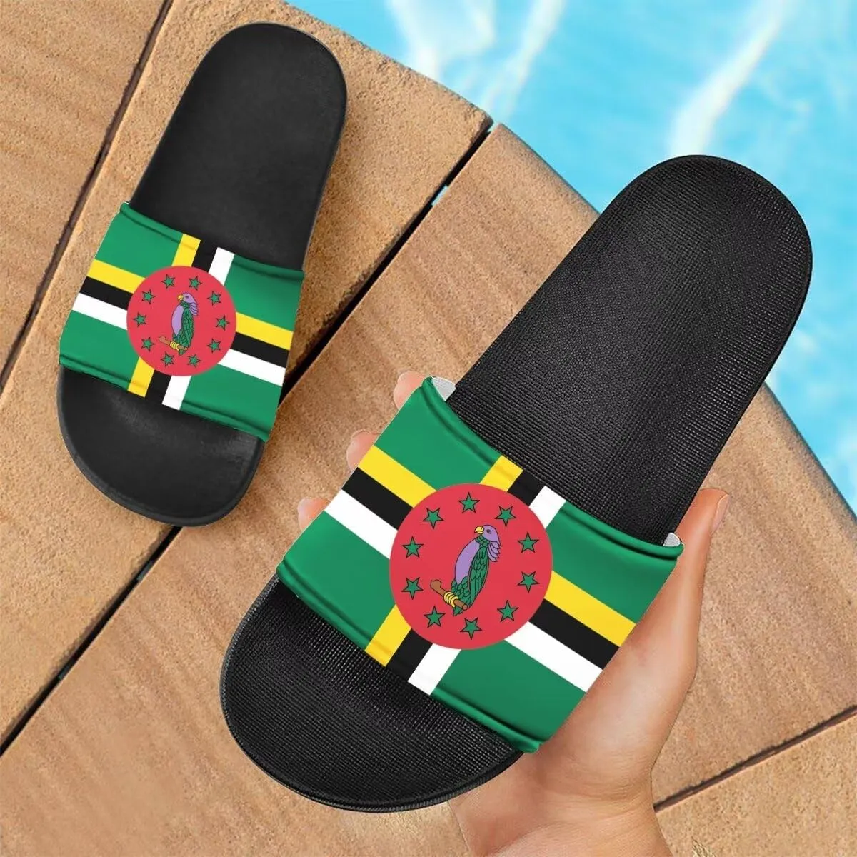 Howilath North American Countries Flag Sandals for Women Comfort Non Slip House Shower Shoes Summer
