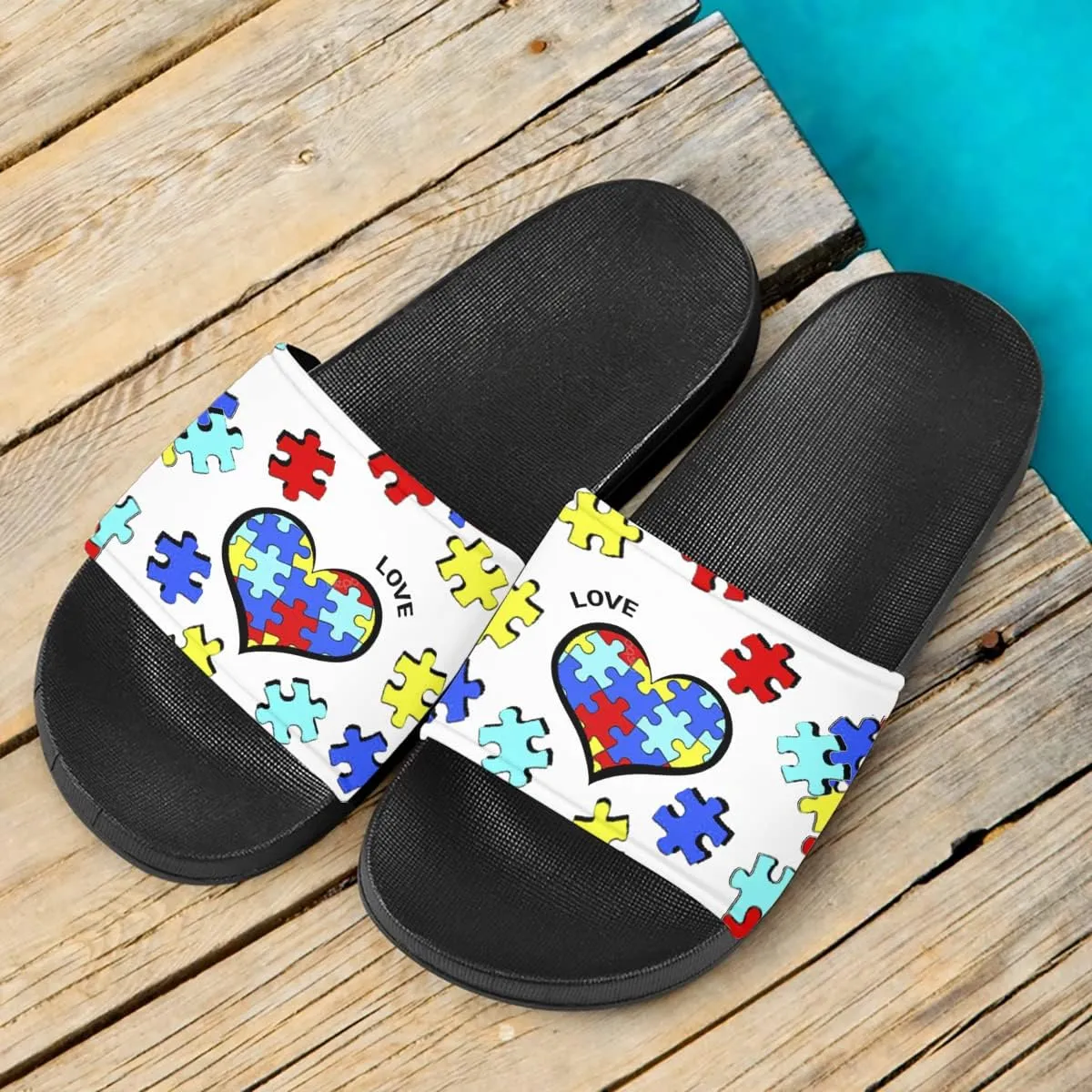 Howilath Novelty Animals Pattern Women's Slide Sandals, Casual Soft Sole Open Toe Non-Slip Single Band Slide Sandals