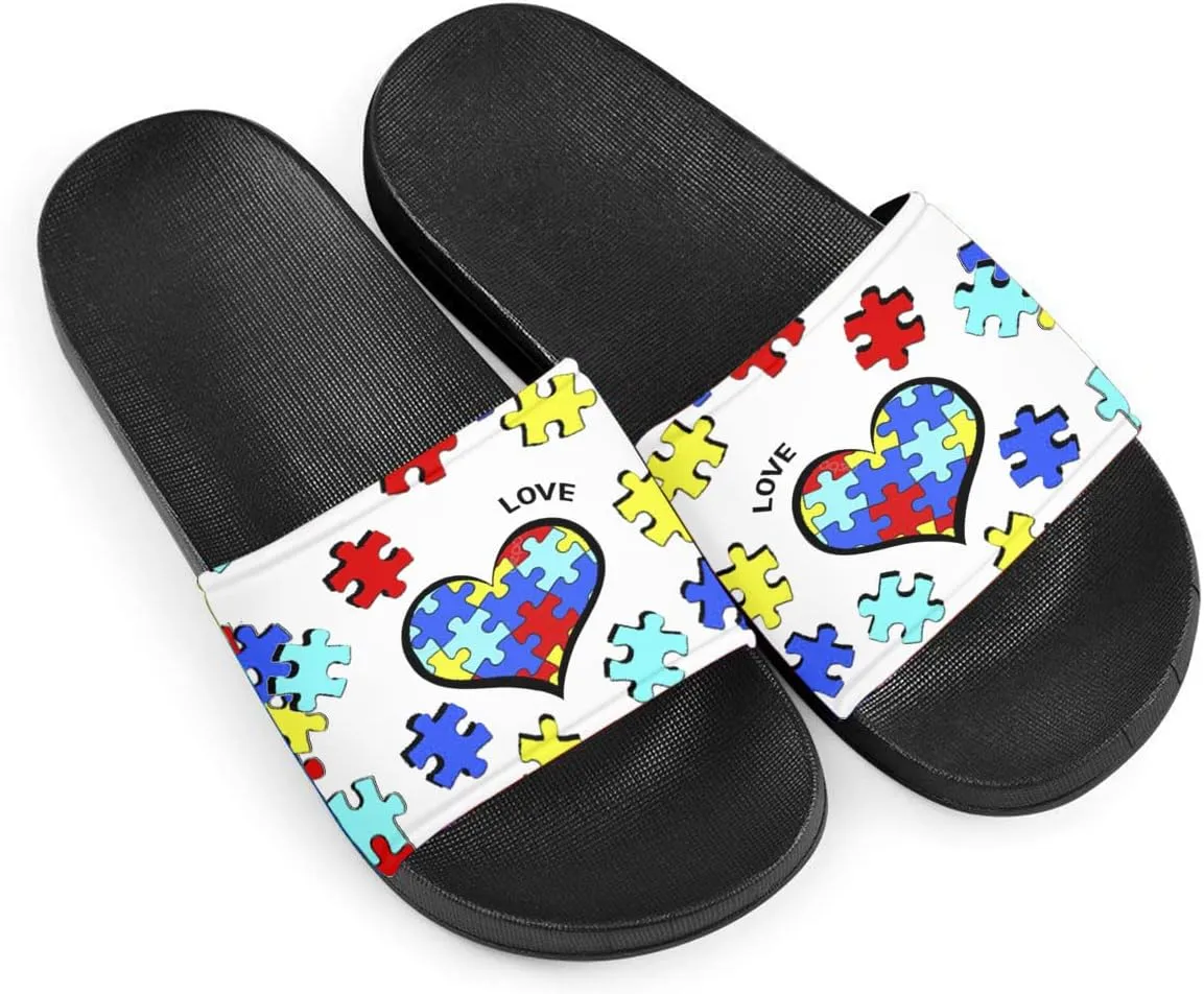 Howilath Novelty Animals Pattern Women's Slide Sandals, Casual Soft Sole Open Toe Non-Slip Single Band Slide Sandals
