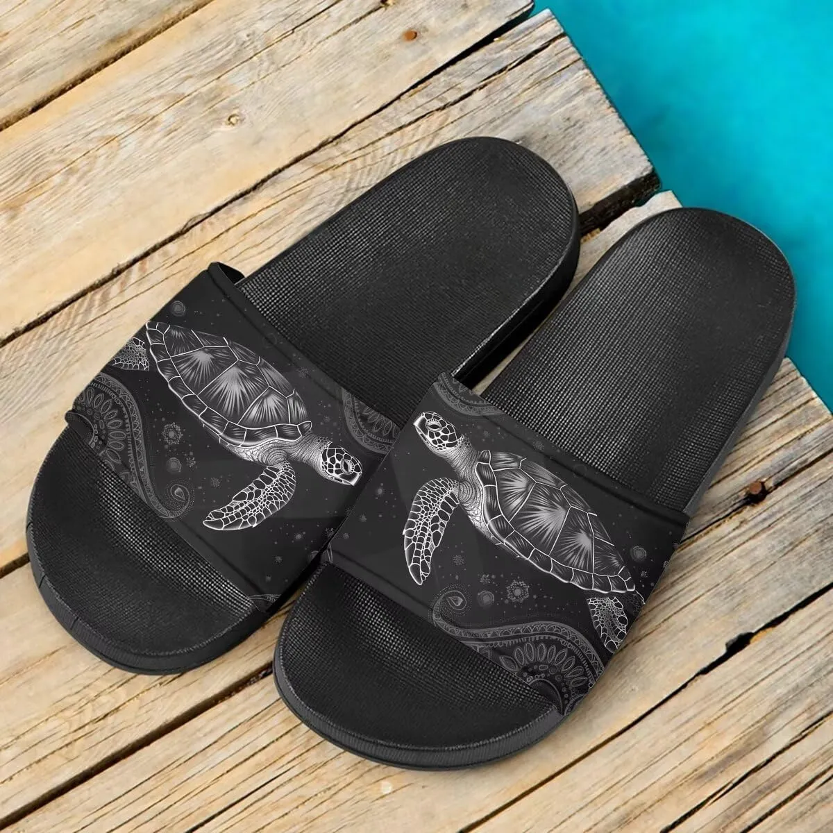 Howilath Novelty Sunflowers Pattern Slide Sandals for Women Girls, Comfotable Open Toe Non Slip Single Band Slide Sandals