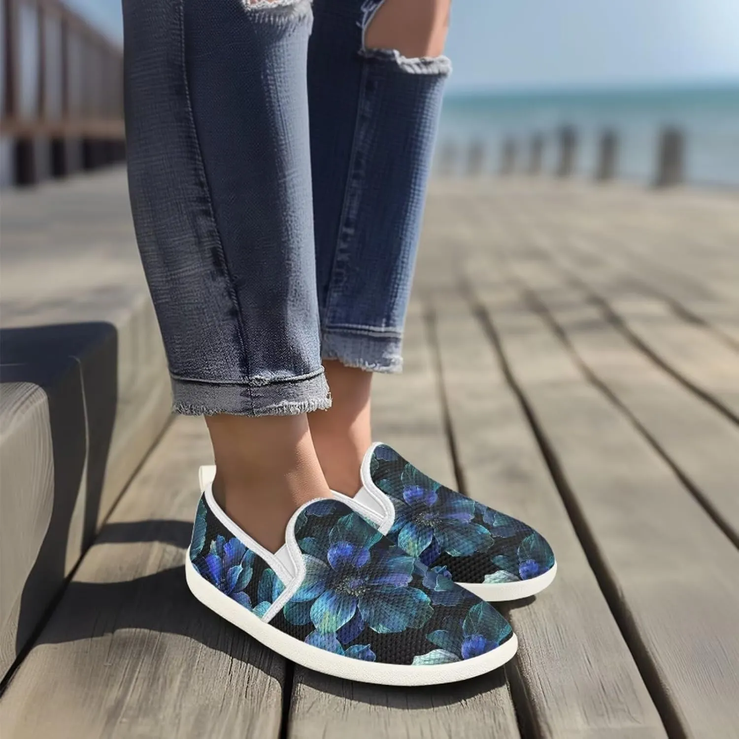 Howilath Slip on Loafers for Women Flat Mesh Shoes Running Sneakers Lightweight Casual Shoes