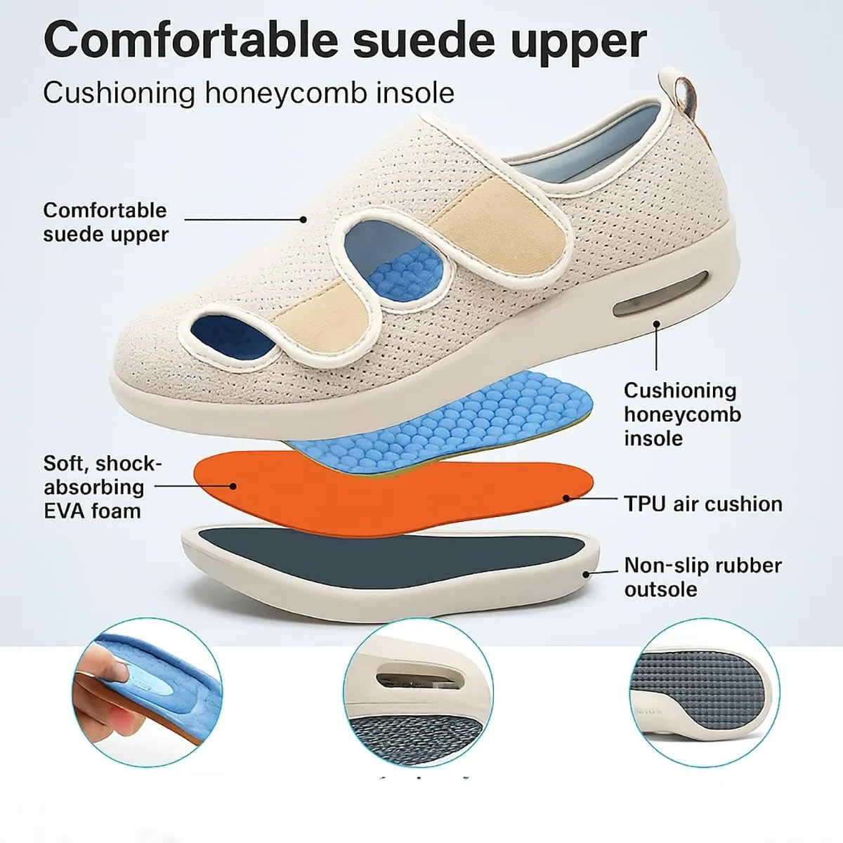 Hrtesus Enjerr Orthopedic Shoes Men Women Relief Foot Orthopedic Walking Hiking Shoes Breathable Lightweight Non-Slip