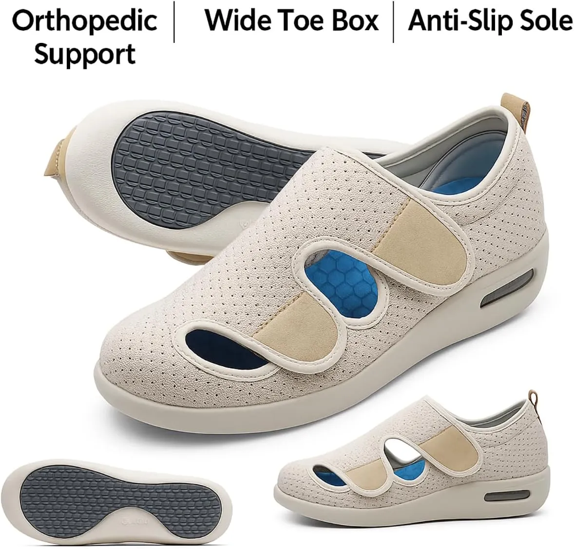Hrtesus Enjerr Orthopedic Shoes Men Women Relief Foot Orthopedic Walking Hiking Shoes Breathable Lightweight Non-Slip