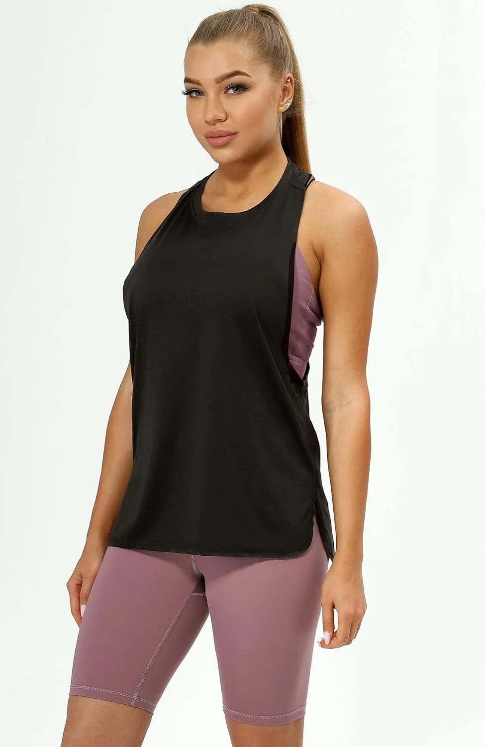 icyzone Women's Racerback High Neck Workout Athletic Yoga Muscle Tank Tops