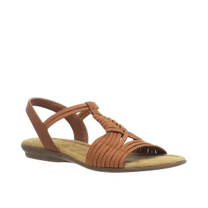 Impo Bellita Stretch Elastic Sandal with Memory Foam, Cognac