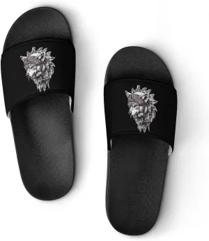 India Native Wolf Shower Sandals PVC Pillow Slippers Bath Slip On Home Shoes Non-Slip for Outdoor