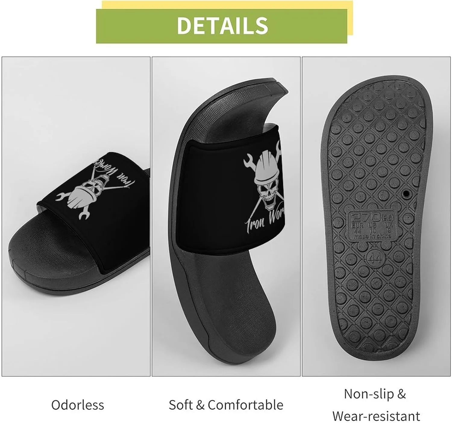 Iron Worker Skull House Slippers for Women Men Shower Slides Bathroom Sandals