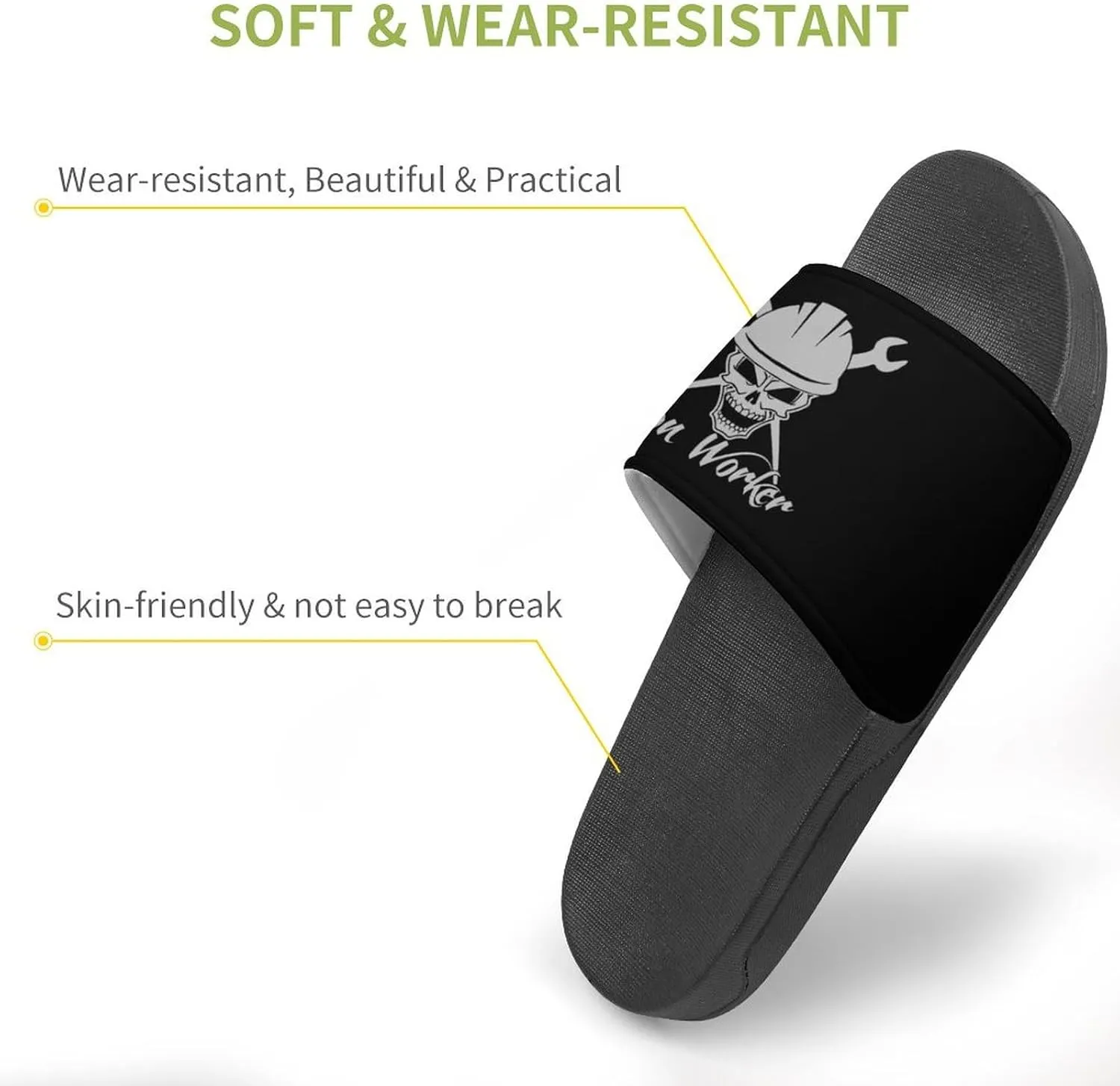Iron Worker Skull House Slippers for Women Men Shower Slides Bathroom Sandals