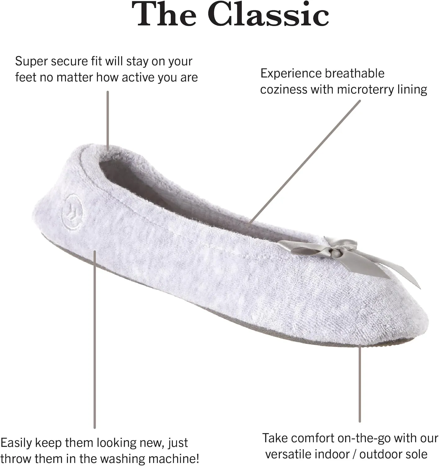 isotoner Women's Terry Ballerina Slipper Clog