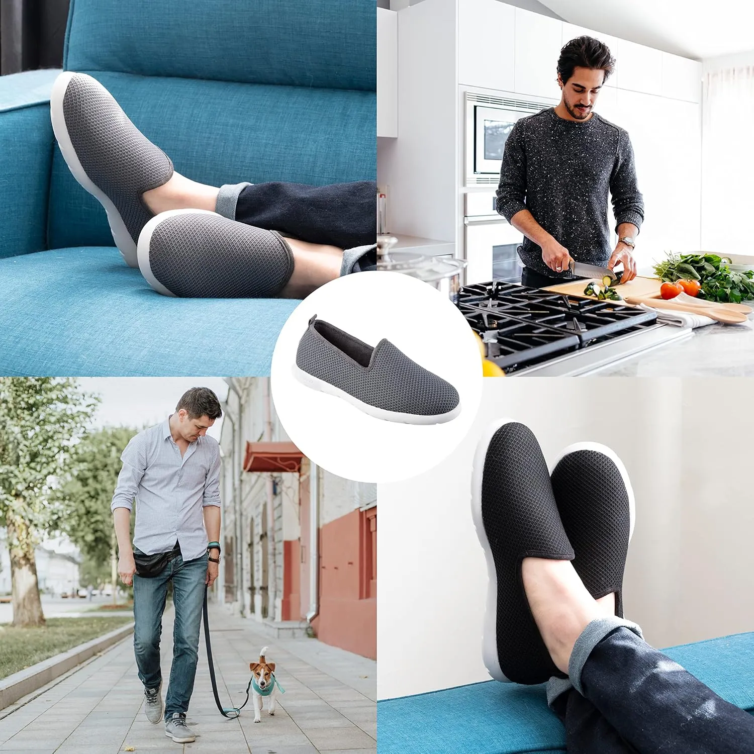 isotoner Zenz Mens Slip-On Slippers, Lightweight Knit Loafers with A Soft Microterry Lining