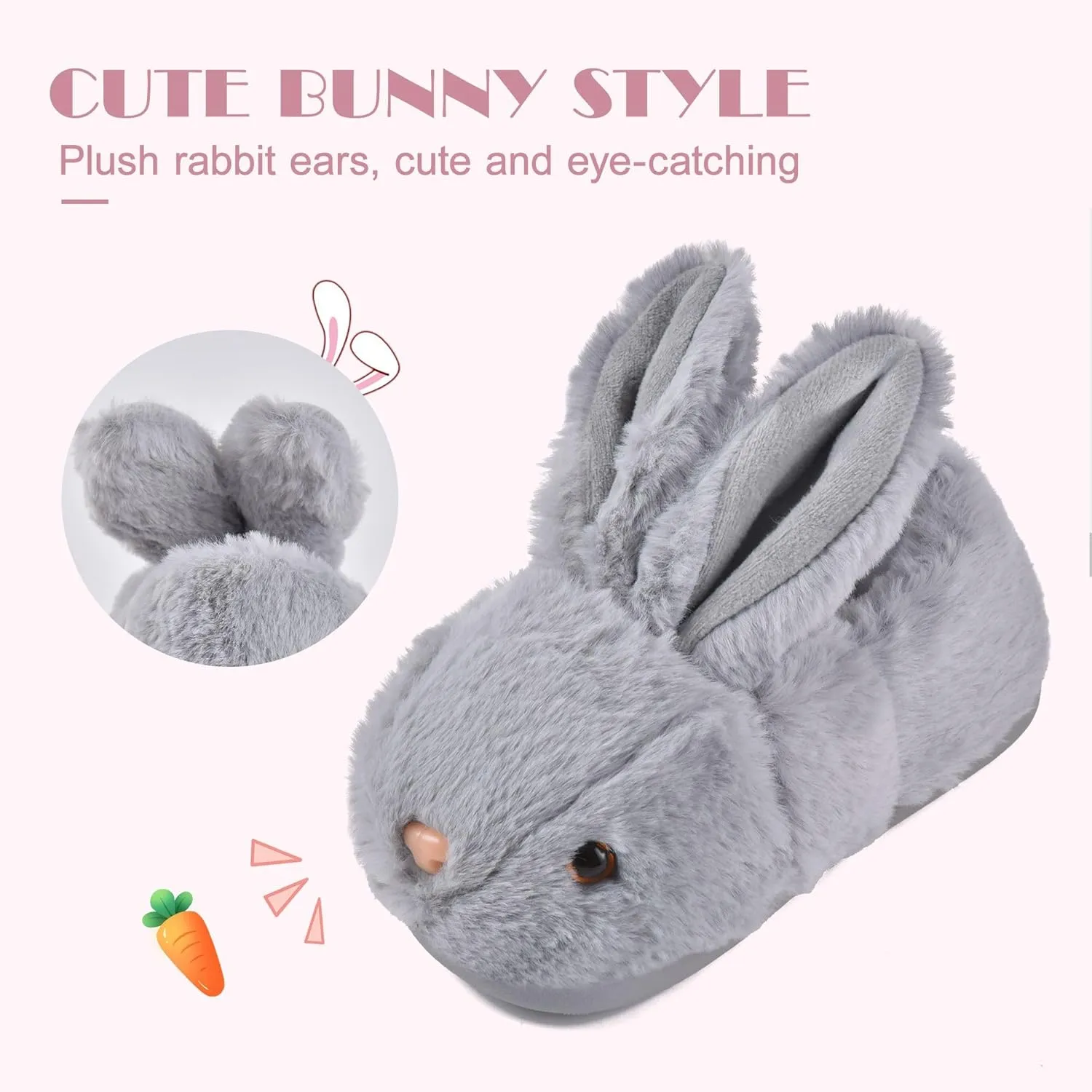 JACKSHIBO Toddler Slippers Boys Girls Dinosaur House Shoes Cute bunny Slipper for Home Indoor Winter Bedroom Non Slip Soft Rabbit Warm shoes