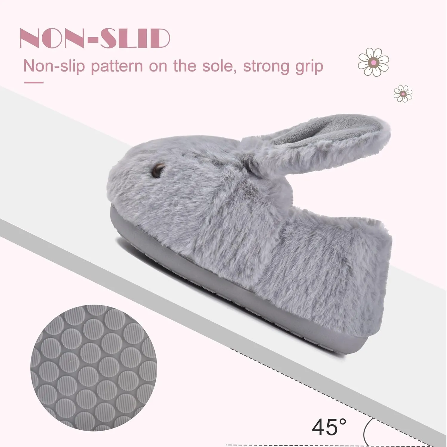 JACKSHIBO Toddler Slippers Boys Girls Dinosaur House Shoes Cute bunny Slipper for Home Indoor Winter Bedroom Non Slip Soft Rabbit Warm shoes