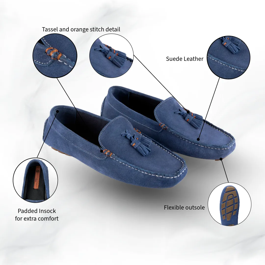 Jackson Suede Leather Driving Loaferss - Blue