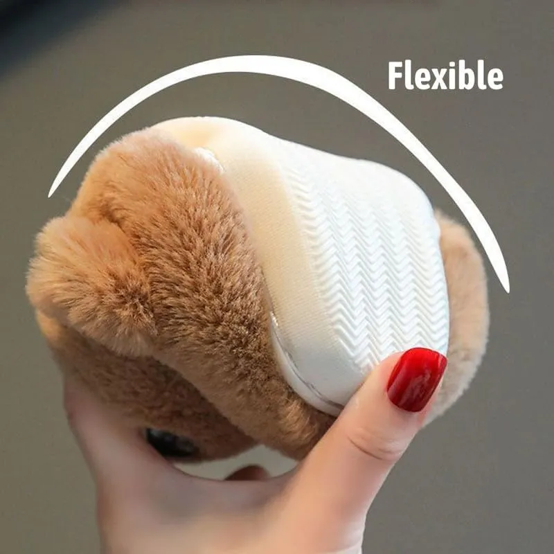 JadeRich Toddler Kids Cute Puppy Fuzzy Slippers Heel Covering Plush Dog Slipper Warm Winter House Shoes for Boys Girls