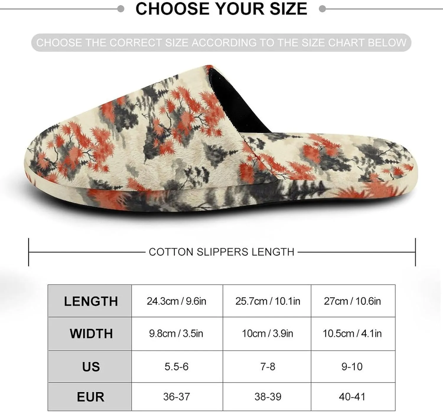 Japanese Landscape Leaves Women's Slipper Non Slip Comfortable Winter Warm Home House Shoes