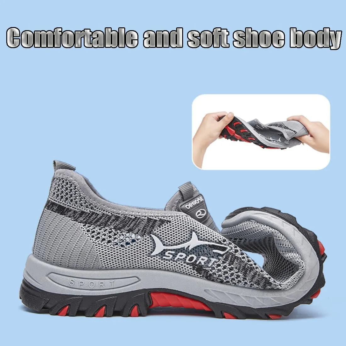 Jarv Cooling Comfort Sneaker, Atlacoast Casual Soft Bottom Anti-Slip Slip On, Breathable Walking Mesh Shoes for Men