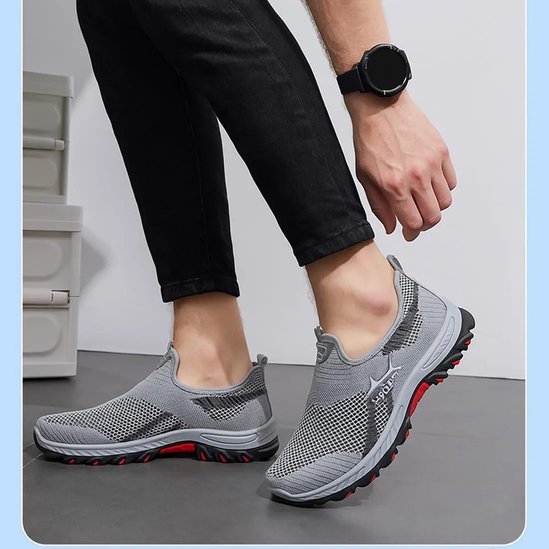 Jarv Cooling Comfort Sneaker, Atlacoast Casual Soft Bottom Anti-Slip Slip On, Breathable Walking Mesh Shoes for Men