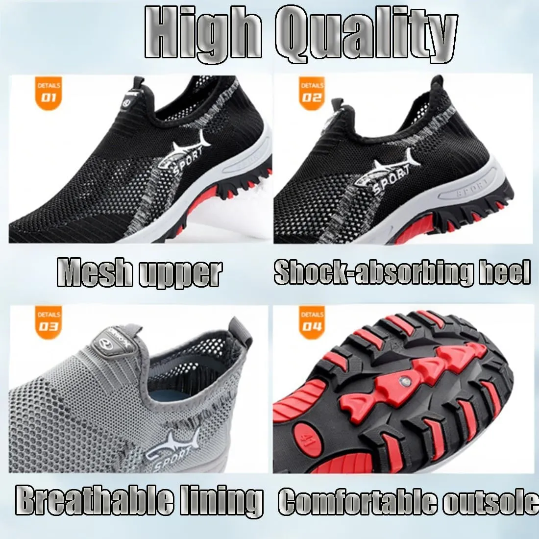 Jarv Cooling Comfort Sneaker, Atlacoast Casual Soft Bottom Anti-Slip Slip On, Breathable Walking Mesh Shoes for Men