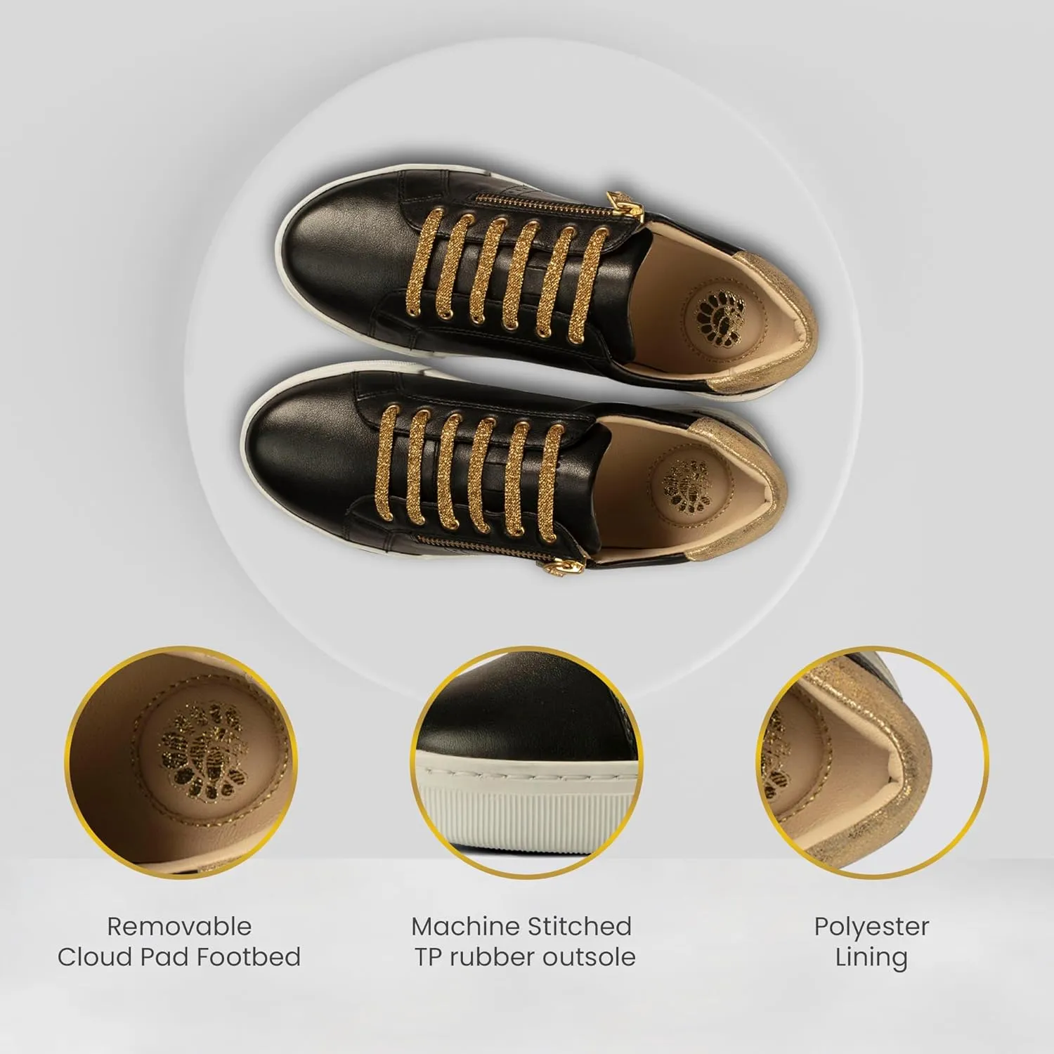 JATAREA Women's Fashion Sneakers – Genuine Leather Casual Shoes, Comfortable Cushioned Insole, TPR Rubber Sole, Stylish Lifestyle, Lightweight and Durable Travel Sneakers