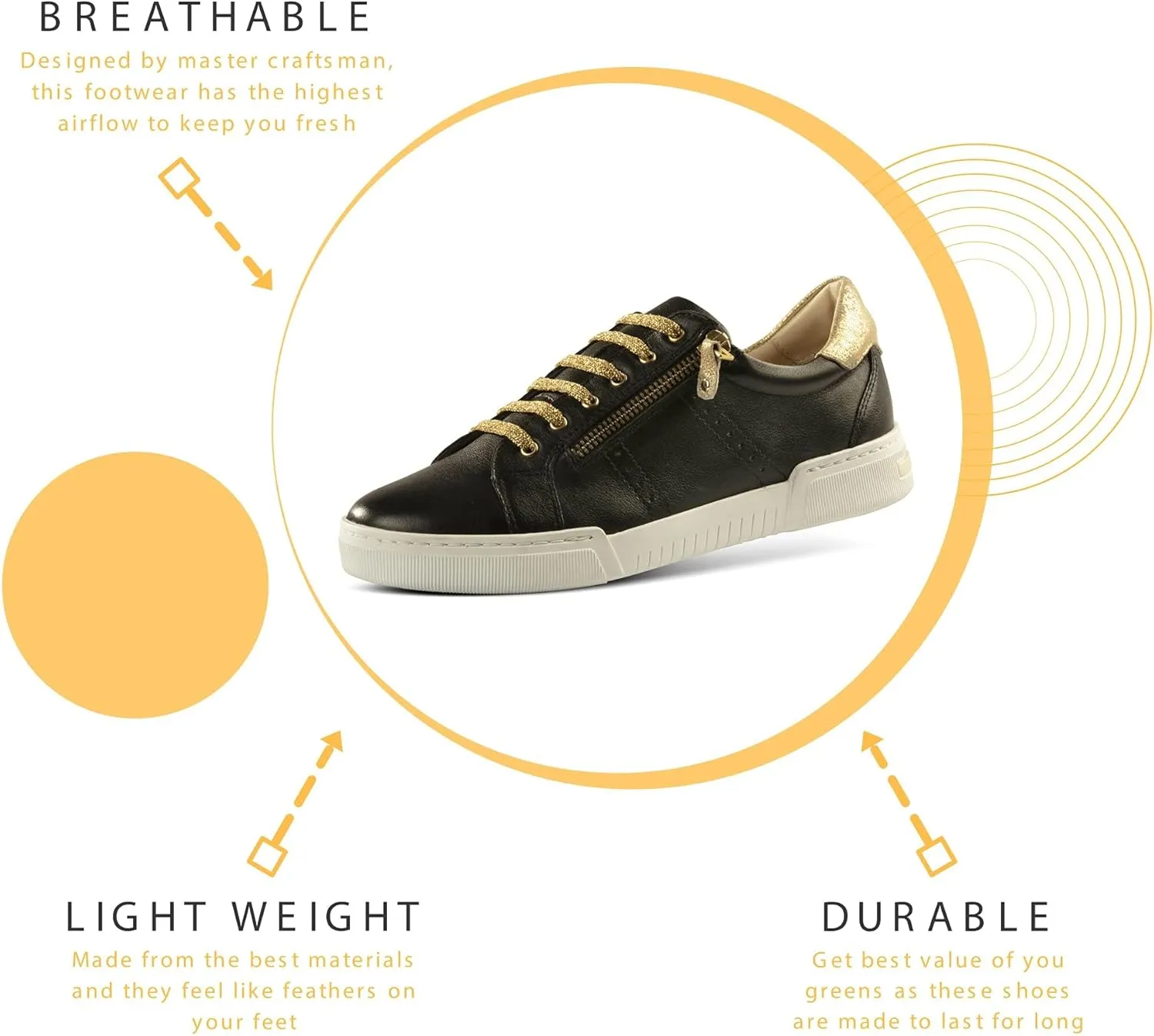 JATAREA Women's Fashion Sneakers – Genuine Leather Casual Shoes, Comfortable Cushioned Insole, TPR Rubber Sole, Stylish Lifestyle, Lightweight and Durable Travel Sneakers